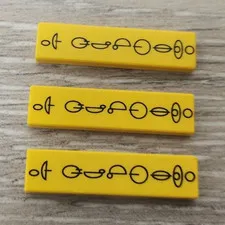 Lego 2431px3 Yellow Tile 1 x 4 w/ Black Star Wars Naboo Symbols Pattern Lot Of 3