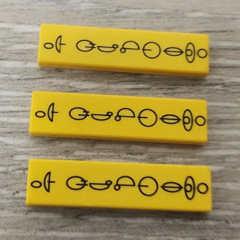 Lego 2431px3 Yellow Tile 1 x 4 w/ Black Star Wars Naboo Symbols Pattern Lot Of 3