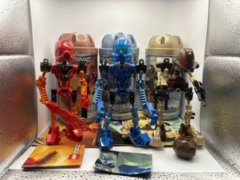 LEGO BIONICLE Toa Mata Tahu, Gali, and Pohatu With BOXES and MANUALS