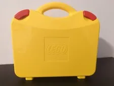 Lego Yellow Orange Hard Plastic Carrying Case Latching Empty Storage Box Divider