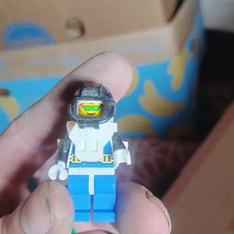 LEGO Minifigure with Helmet Backpack White Torso Blue Legs Plastic Figure