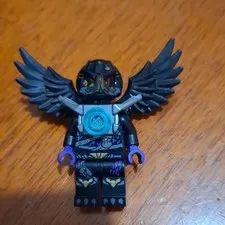 LEGO Minifigure Black Wings Bird Helmet Mask Figure with Purple Hands Plastic