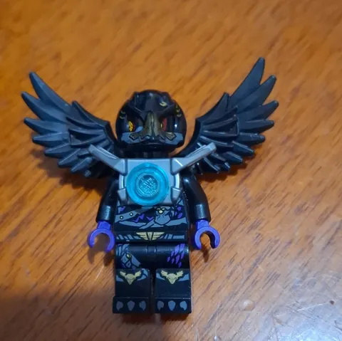 LEGO Minifigure Black Wings Bird Helmet Mask Figure with Purple Hands Plastic
