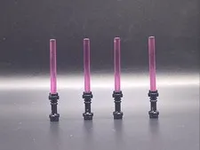 LEGO STAR WARS LIGHTSABER BLACK HILT WITH TRANS PINK BLADE LOT OF 4 BRAND NEW