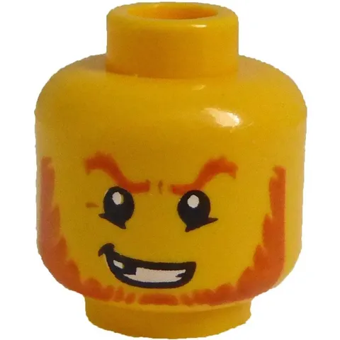 LEGO Minifigure, Head Dark Orange Eyebrows and Beard, Broken Tooth inv.628