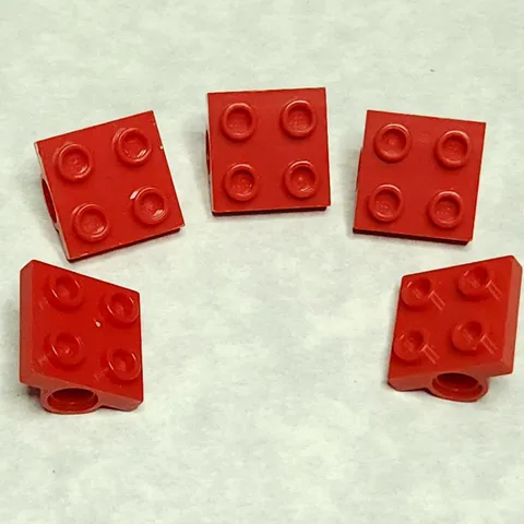 LEGO 2817 Plate 2 x 2 with Pin Holes Red x5 Genuine
