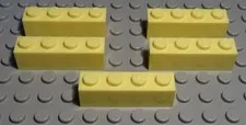 lego brick 1x4 light yellow 5 pieces