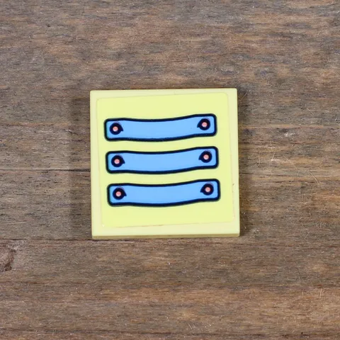 LEGO Tile 2 x 2 with 3 Medium Blue Straps and Coral Dots Pattern 3068pb2174