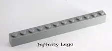 10 LEGO Light Bluish Grey Bricks 1 x 12 (6112) - (10 Pieces)