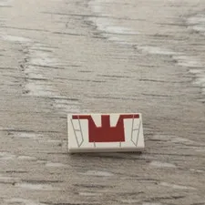 Lego 3069px47 White Tile 1 x 2 Red and Light Gray Mini Jedi Starfighter Pattern