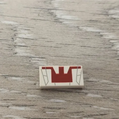 Lego 3069px47 White Tile 1 x 2 Red and Light Gray Mini Jedi Starfighter Pattern
