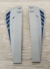 Lego 50955pb017 & 50956pb017 Light Bluish Gray Wedge Blue Hatch Trim Pattern L&R