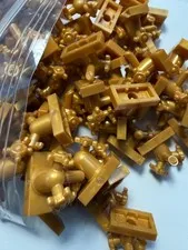 LEGO-NEW-#32607- PEARL GOLD-TAP 1 X 2 W/ DUAL HANDLES-15 PIECES