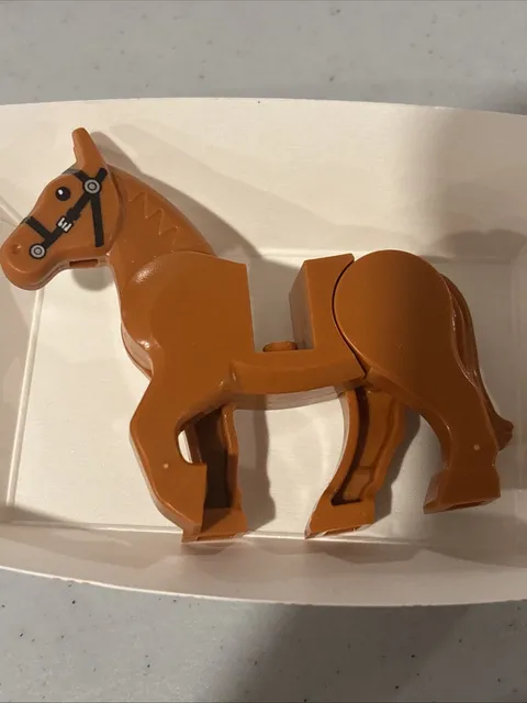 Lego Horse Dark Orange Moveable Legs w/Black Eyes & Bridle #10352c01pb08