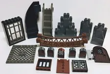 Lego Castle Building Dungeon Mountain Staircase Door Window Bridge Brick Lot 🔥