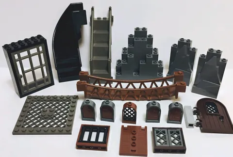 Lego Castle Building Dungeon Mountain Staircase Door Window Bridge Brick Lot 🔥