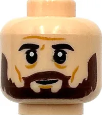 Lego New Light Nougat Minifigure Head Dual Sided Black Eyebrows Beard Part