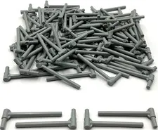 Lego 100 New Light Bluish Gray Bars 5L with Handle Friction Ram Parts