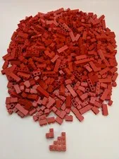 LEGO Bricks 950pcs Red Bulk Lot 1x1 1x2 1x3 1x4 2x2 Corner Cleaned MOC