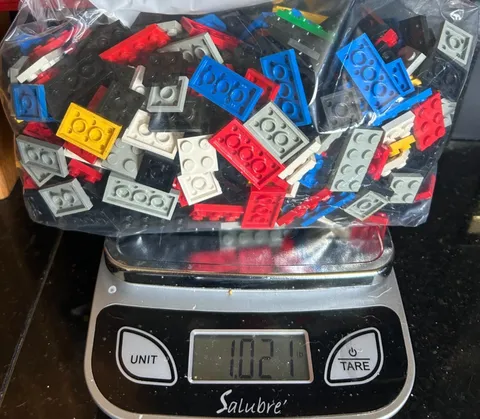 LEGO FLAT BRICKS, VARIETY OF COLORS, SHORTER LENGTH, LOT, 1 POUND