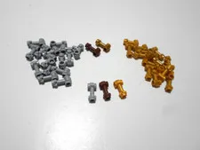 LEGO LOT 35 LIGHT BLUISH GRAY AND GOLD BAR 1L WITH TOP STUD 2 SIDE STUDS #92690
