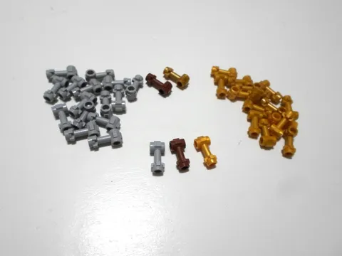 LEGO LOT 35 LIGHT BLUISH GRAY AND GOLD BAR 1L WITH TOP STUD 2 SIDE STUDS #92690