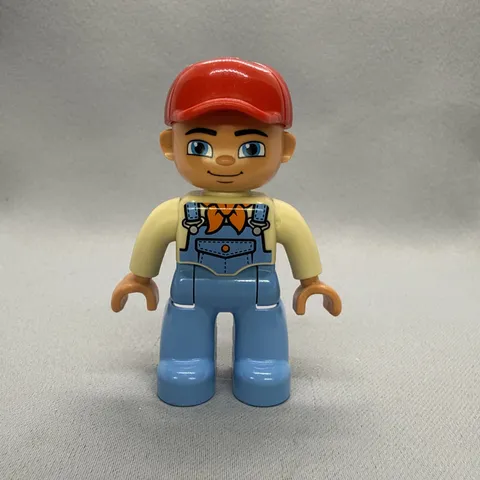 Man Farmer Overalls bandana Red Hat worker minifigure LEGO 