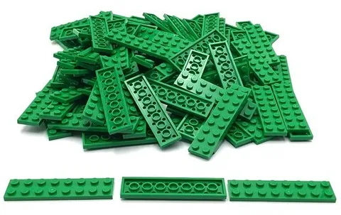 Lego 50 New Green Plates 2 x 8 Stud Parts