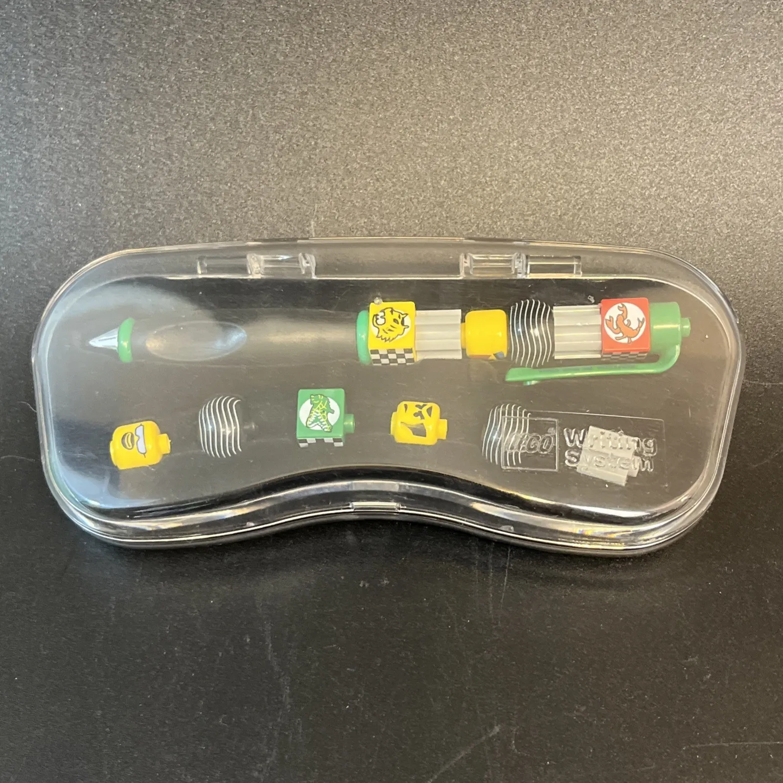 1999 Vtg LEGO Writing System Ped Race Checkered Flag Mini Fig Set W/Case Gift
