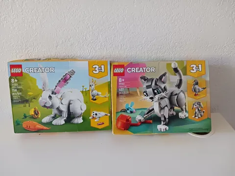 New - Lot of 2 - LEGO (31163 & 31133) Creator 3in1: Playful Cat & Playful Bunny