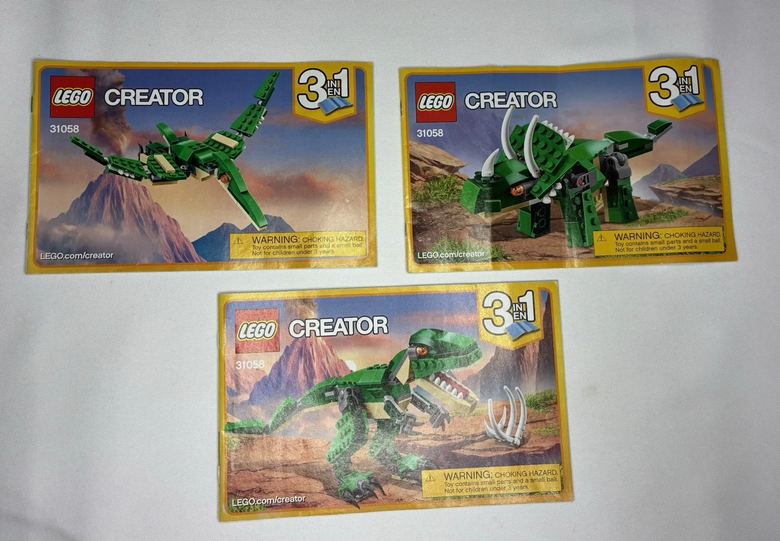 LEGO 31058 Creator Mighty Dinosaurs Replacement Instructions - Set of 3 Booklets