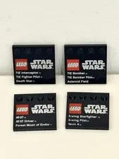 LEGO Star Wars Tile 4x4 Modified Lot Of 4 TIE Interceptor, Bomber, AT-ST, X-wing