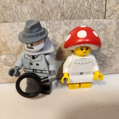 LEGO CMF Series 16 Spy Detective & Series 22 Mushroom Sprite Minifigure Lot
