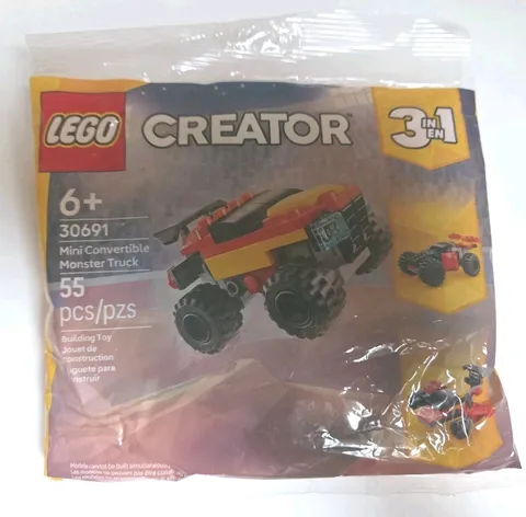 LEGO 30691 Creator Mini Convertible Monster Truck 55 Piece 3 in 1 New Sealed Bag