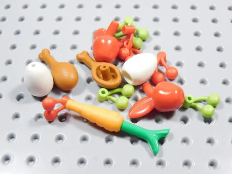 LEGO Food Lot Minifig Cherries Carrot Eggs Apples Drumsticks BT