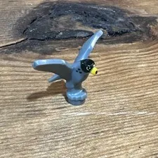 Lego New Dark Bluish Gray Bird Falcon w/ Black Head Yellow Eyes Beak Part