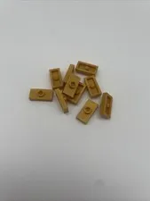 Lego 10x 3794a Plate 1x2 Tiles Modified with Center Pin Pearl Gold