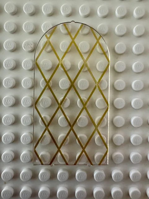 LEGO Glass for Door Frame 1 x 6 x 7 Arched w Gold Lattice 65066pb01