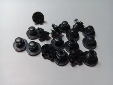 LEGO BULK LOT OF 16 BLACK PLATE ROUND 2X2 THIN ROTATION STEM & SCREW 50407 40145