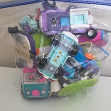 1 lb 10.2 oz Mixed LEGO Car / Vehicle Parts Lot– Wheels, Tires, Chassis, Scooter