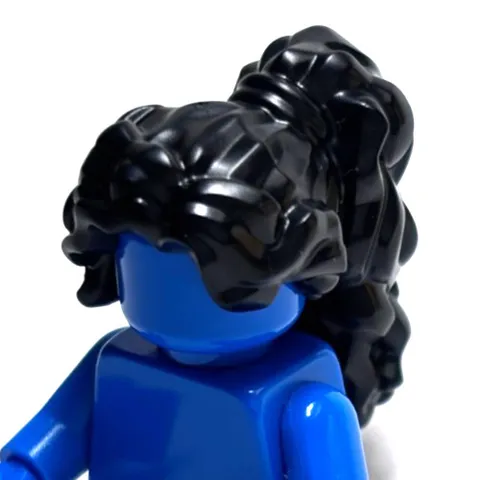 Lego - Minifigure Hair - Black, Ponytail, Wavy, Bangs, Long