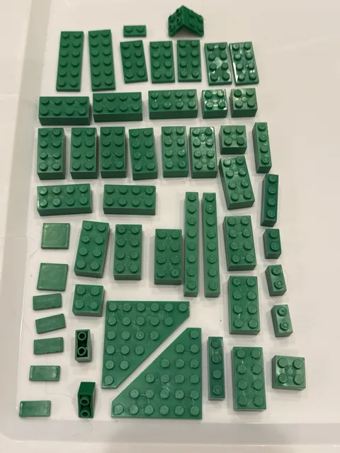 LEGO 51 green blocks planks pieces parts elements lot