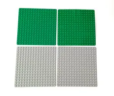 4x LEGO Part #91405 Green & Light Gray 16x16 Stud Building Brick Baseplate Lot