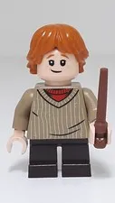 Lego Ron Weasley Minifigure With Tan Sweater And Wand From Harry Potter