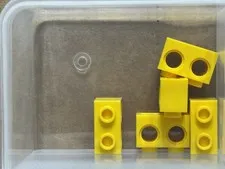 LEGO Parts - Yellow Technic, Brick 1 x 2 with Holes - No 32000 - QTY 5