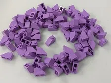 LEGO x100 New 1x2 Medium Lavender Slopes (#3040) BULK Parts Building Lot