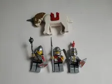 LEGO Castle Kingdoms Lion Knights Minifigure Lot 3 With Accessories + Horse