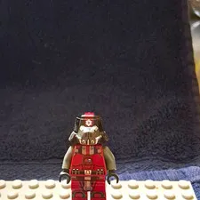 LEGO Minifigure Red/Gray Armor Outfit with Helmet Plastic Character Figure