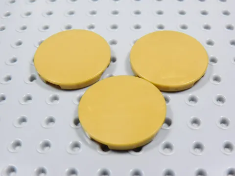 LEGO Lot of 3 Pearl Gold Round 3x3 Smooth Tiles Plates BN