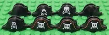 Lego 8 Pirate Hat Bicorne Parts Lot Plain & Assorted Skull Crossbones Pattern
